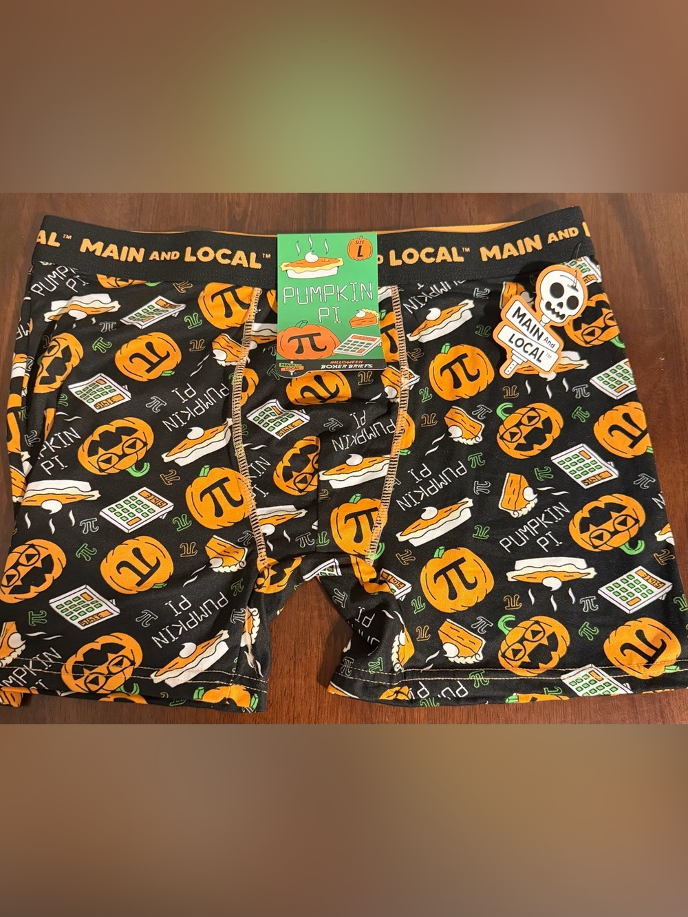 Men's Boxer Briefs PUMPKIN PI  Math Theme Size Large Main & Local